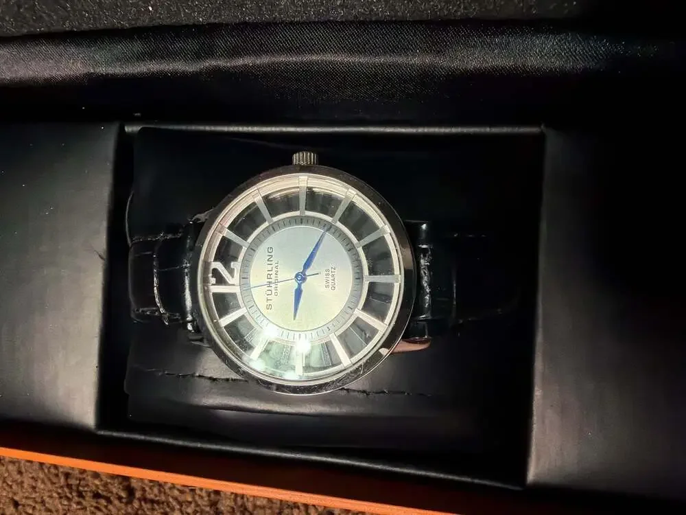 Stuhrling Original Winchester Del Sol 40mm Swiss Quartz Watch with Black Leather